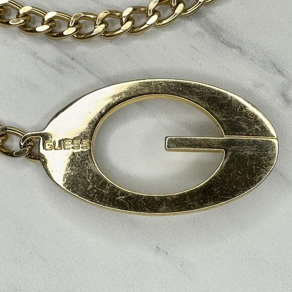 Guess Curb Chain Link Belt One Size (OS) Gold Tone G Logo Designer Y2K ✨ main image 11